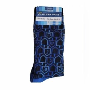 Rite aid blue black dreidel Hanukkah Crew Socks for Men